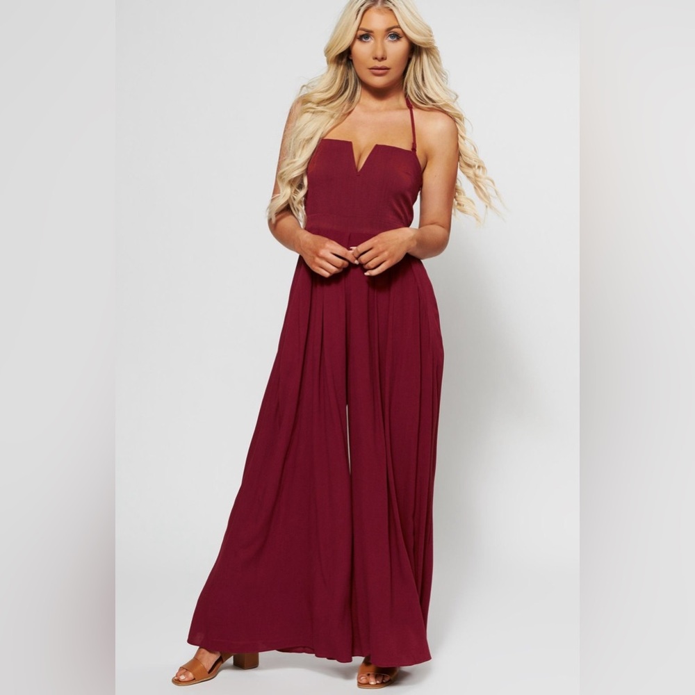 NanaMacs Wishlist press rewind jumpsuit (burgundy) SMALL